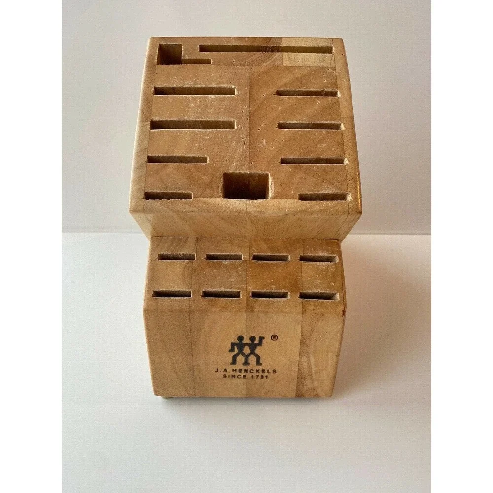 J.A. Henckels Zwilling Kitchen Knife Storage 19 Slot Hardwood Natural Wood Block